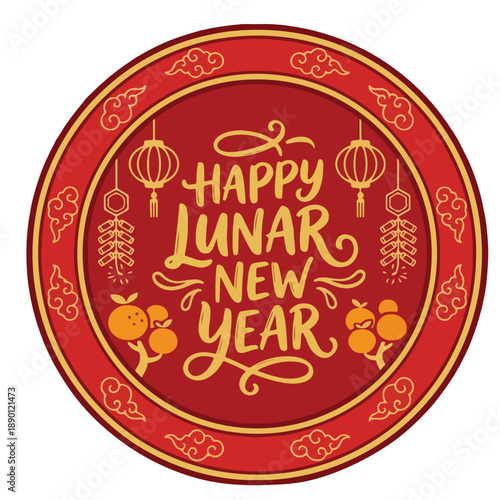 Happy Lunar New Year Chinese Festival Celebration Imlek Gong Xi Fa Cai emblem design