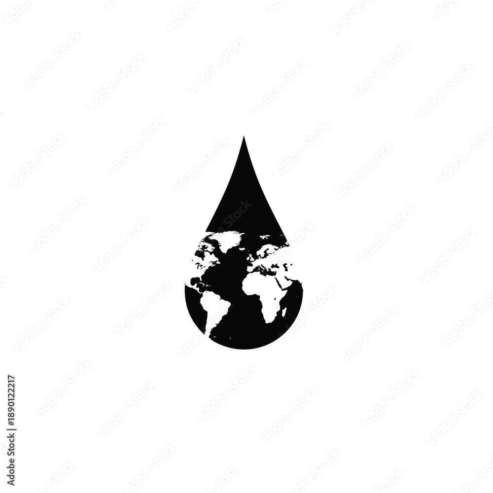 Fototapeta premium Earth Water Drop Silhouette