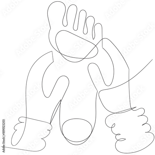 continuous line drawing foot massage illustration vector back and with