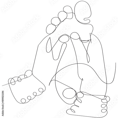 continuous line drawing foot massage illustration vector back and with