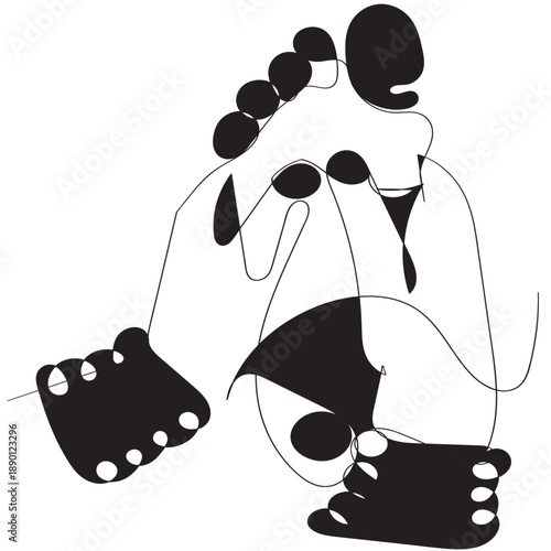 continuous line drawing foot massage illustration vector back and with