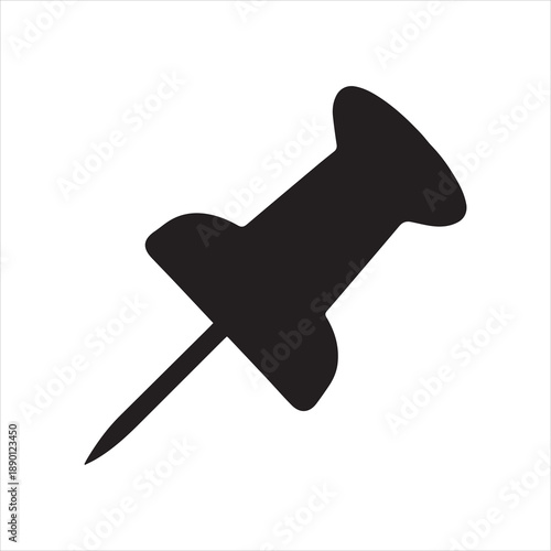 push pin silhouette icon on white background