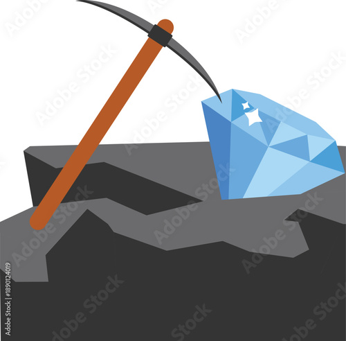 Diamond and pick mining cartoons vector illustration graphic design

