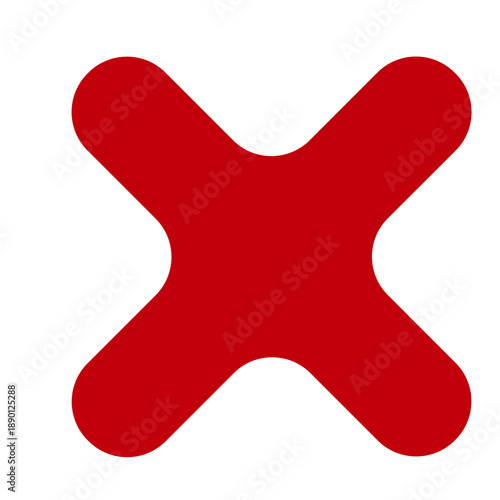 фотографія Rounded red X symbol on white, representing a soft approach to negation or closu