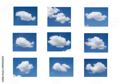 Wallpaper Mural Collection of Fluffy White Cumulus Clouds Against a Clear Blue Sky Isolated Transparent Background Torontodigital.ca