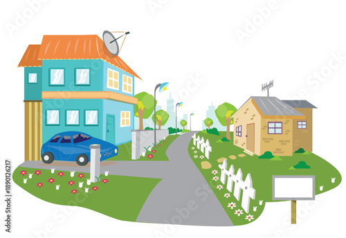 Rental, Real estate or property development concept. Editable Clip Art. 