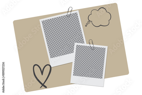 Realistic square frame composition for Polaroid picture frames using photo collage. Realistic picture frame college set