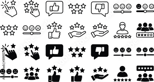 Set of 28 social media rating icons vector