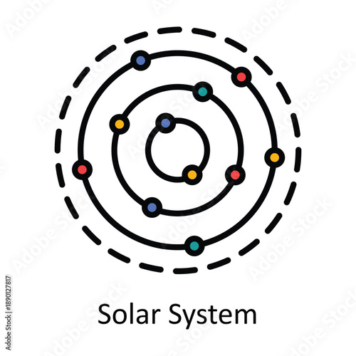 Solar System Filled outline icon style illustration. EPS 10 file