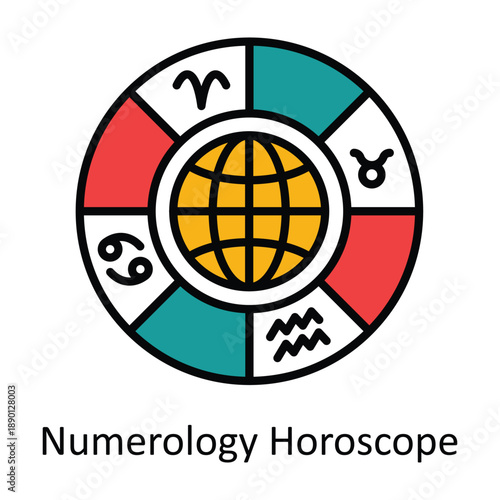 Numerology Horoscope Filled outline icon style illustration. EPS 10 file