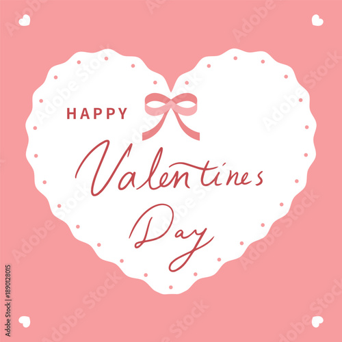 Valentine's day template with lace heart and handwriting text.
