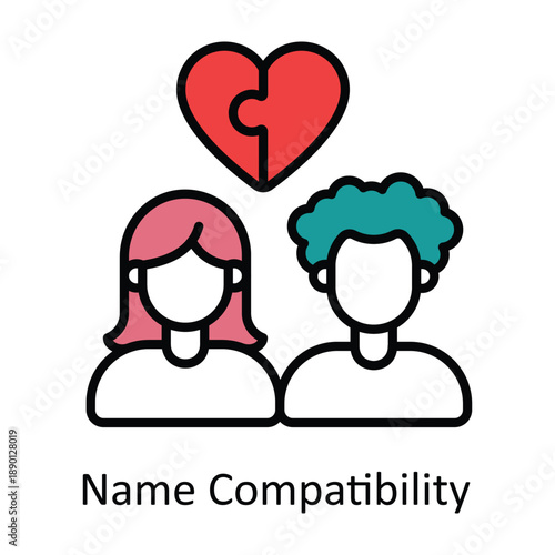 Name Compatibility Filled outline icon style illustration. EPS 10 file