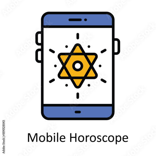 Mobile Horoscope Filled outline icon style illustration. EPS 10 file