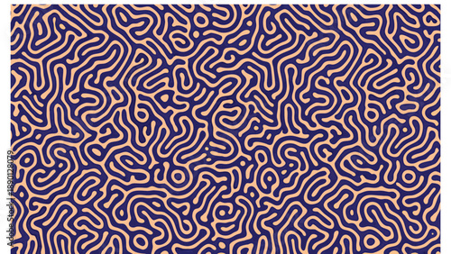 Intricate liquid maze of interwoven curvy paths in purple and yellow hues on a dark background