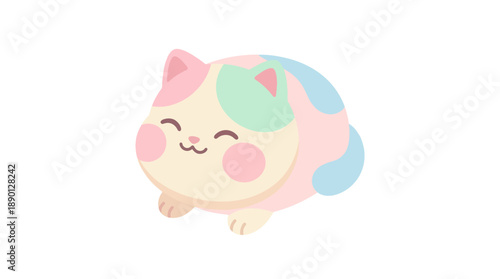 Adorable cartoon cat with pastel colors and cute expression.