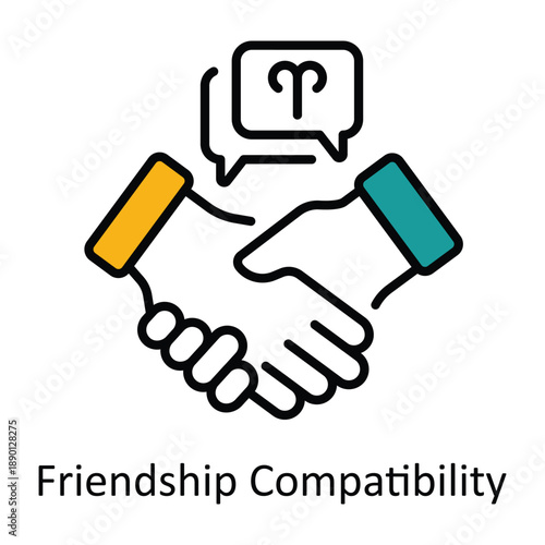 Friendship Compatibility Filled outline icon style illustration. EPS 10 file