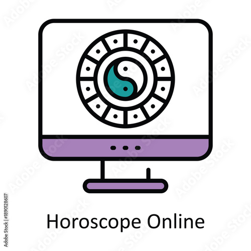 Horoscope Online Filled outline icon style illustration. EPS 10 file