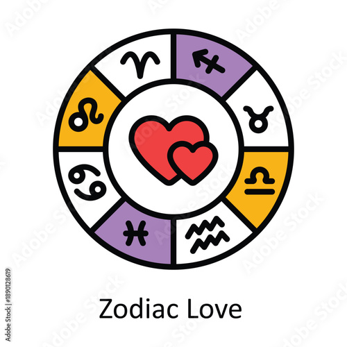 Zodiac Love Filled outline icon style illustration. EPS 10 file