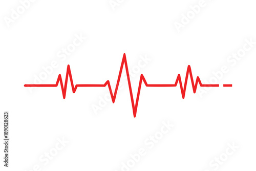 A red line displaying a heartbeat pattern, illustrating rhythmic fluctuations in heart activity..eps