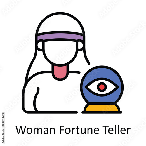 Woman Fortune Teller Filled outline icon style illustration. EPS 10 file