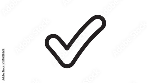 Black checkmark icon in simple minimalist design with bold lines on white background for user interface