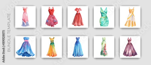 Set of vector icons for web design and business featuring elegant fashion illustrations of a vintage bride in a wedding gown with a silhouette style lady wearing a retro hat and clothing