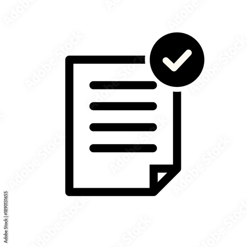 書類の承認・完了を表すチェックマーク付きアイコン