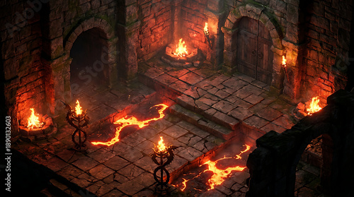 Candelabras and Candles in Dark Castle.