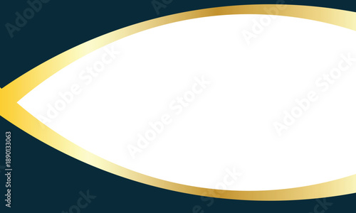 Abstract modern background with white oval frame and gold gradient border on dark teal, elegant minimal design, smooth curves, clean luxury decorative backdrop.
