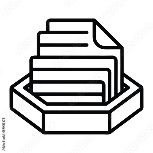 Paper Tray Outline Vector Icon for Document Organization