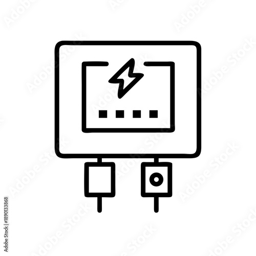 Electrical panel, minimalistic style, black and white, graphic design, copy space