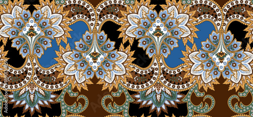 Colotful paisley pattern. Seamless tribal pattern design in vector.