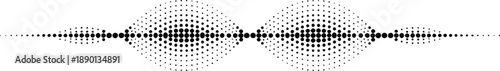 Monochrome sound wave equalizer graphic made of dots, abstract audio visualization vector
