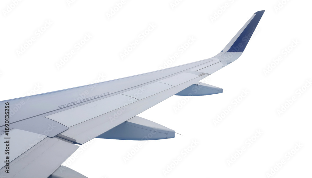 Fototapeta premium Airplane wing in flight isolated on transparent background