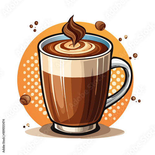 Tasse mit Kaffee oder Kakao - Cartoon Comic Stil