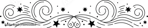 Abstract starry swirl divider with dynamic celestial pattern of dots