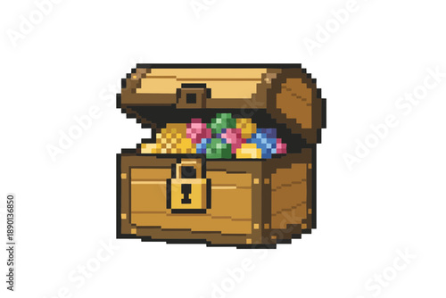 Treasure chest pixel art. 宝箱のピクセルアート。