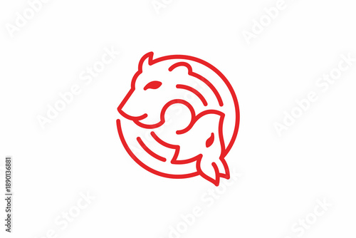 Circle Lion Wolf Logo 