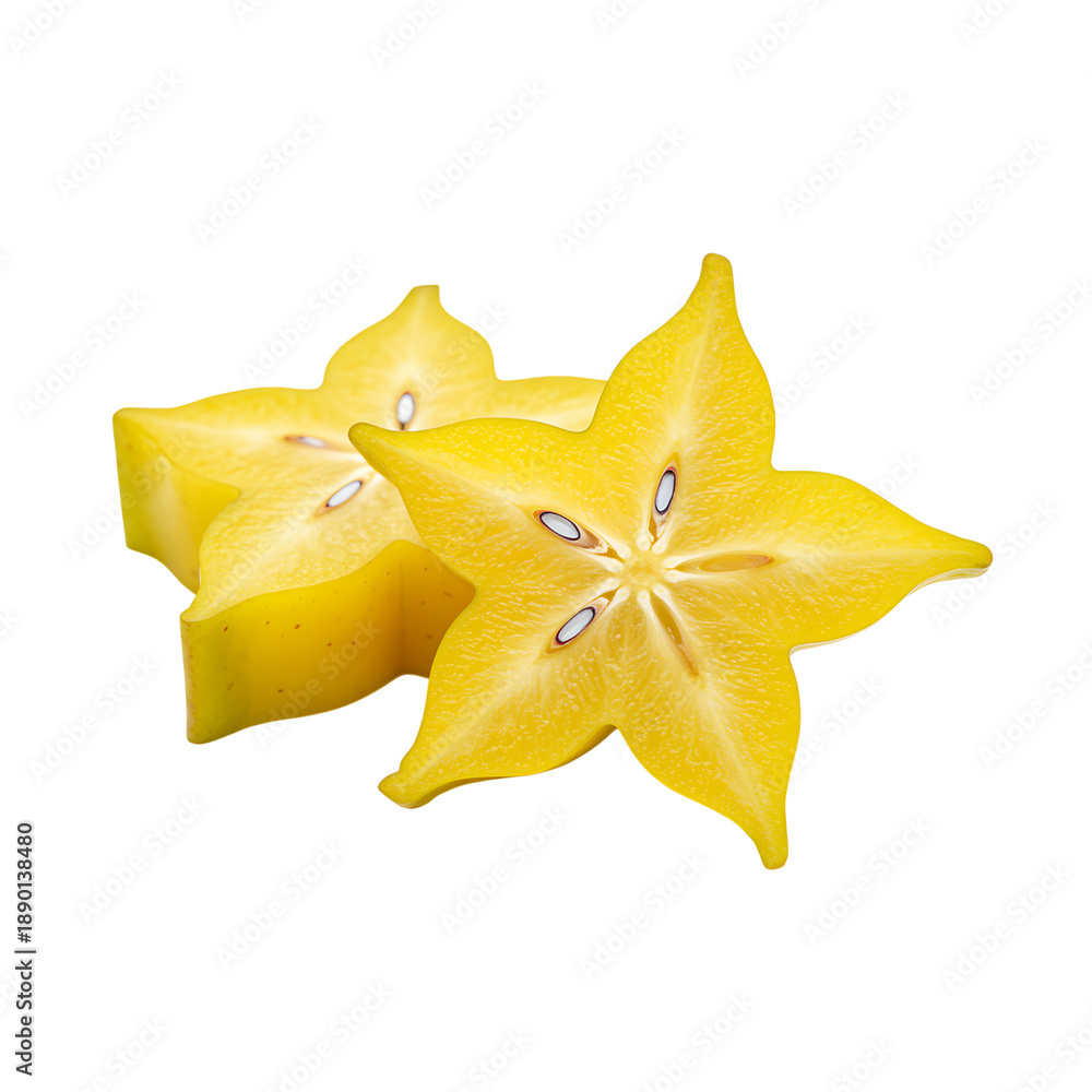 Fototapeta premium Sliced Starfruit on Transparent Background