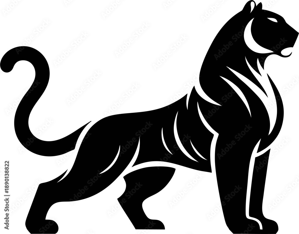 Obraz premium Standing Tiger Black Silhouet...