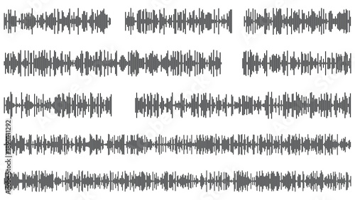 Sound waves collection. Tune equalizer vector set. Music wave, audio lines, signal, sound pattern. Vector illustration.