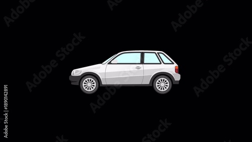 2D Car Driving Side View Loop Animation on Transparent Background 4K