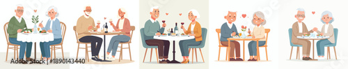 vector of a old couple having a romantic meal on Valentine Day