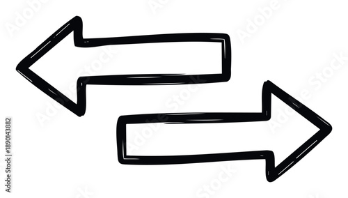 Hand drawn black arrows pointing left and right signifying exchange, transfer, or workflow for user interface navigation and business presentations