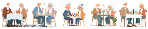 vector of a old couple having a romantic meal on Valentine Day