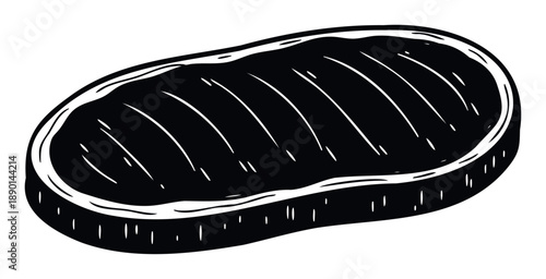 Simple graphic representation of a delicious grilled steak with distinctive sear marks, perfect for menus, food blogs, restaurant branding, or culinary promotional materials.