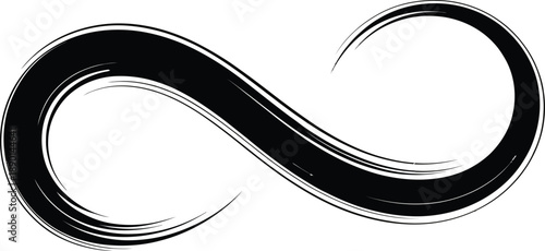 Bold black infinity symbol with brush stroke texture, representing eternity and flow