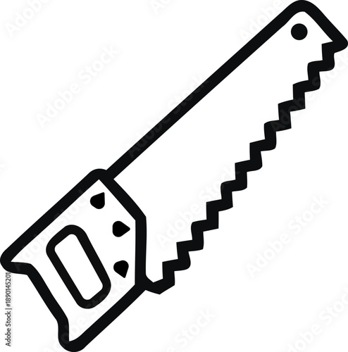 Hand Saw Line Icon Vector - Carpentry and Woodworking Tool Symbol