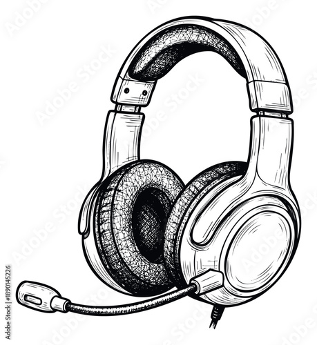 Professional gaming headset with an integrated microphone providing immersive sound for competitive esports, video conferencing, and multimedia entertainment applications.