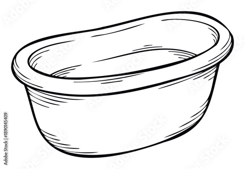 Simple black outline drawing of an empty basin perfect for household product catalogs, cleaning supply advertisements, or bathroom fixture branding campaigns